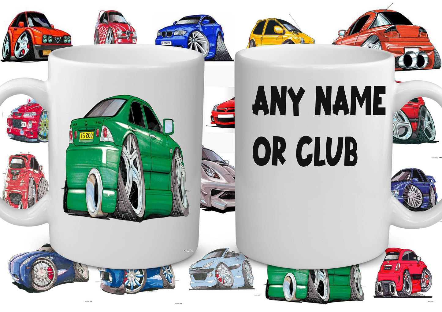 Custom Car Caricature Mug: Personalized Auto Cartoon Gift