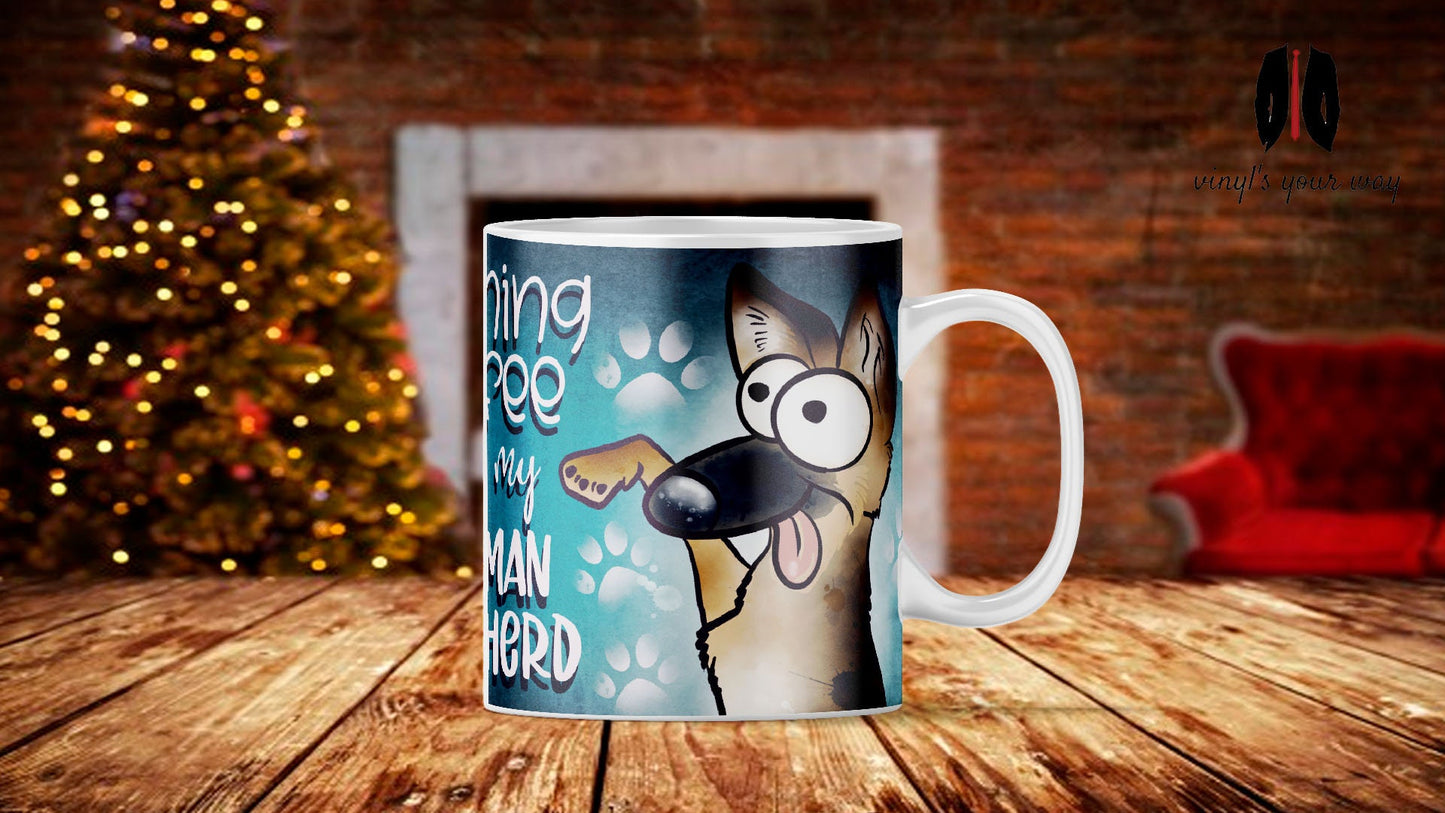 Morning coffee with my German Shepard cute cartoon doggy mug perfect gift for him her mum dad nan