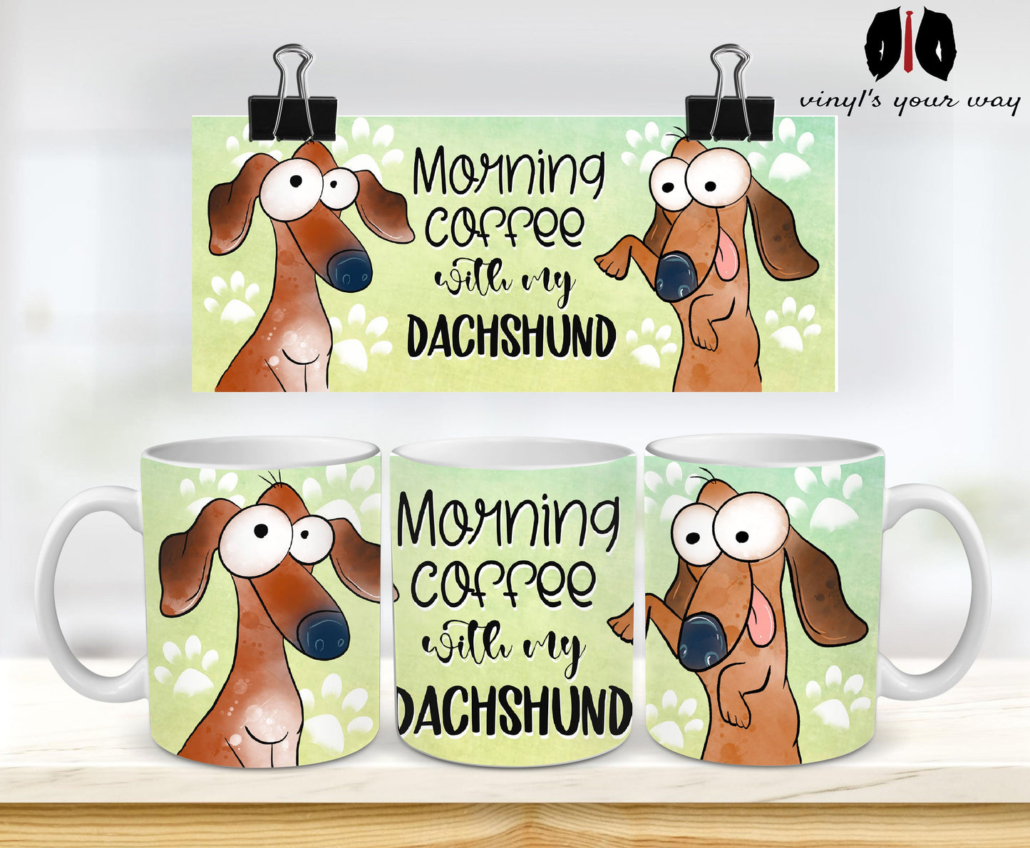 Morning coffee with my dachshund cute cartoon doggy mug perfect gift for him her mum dad nan