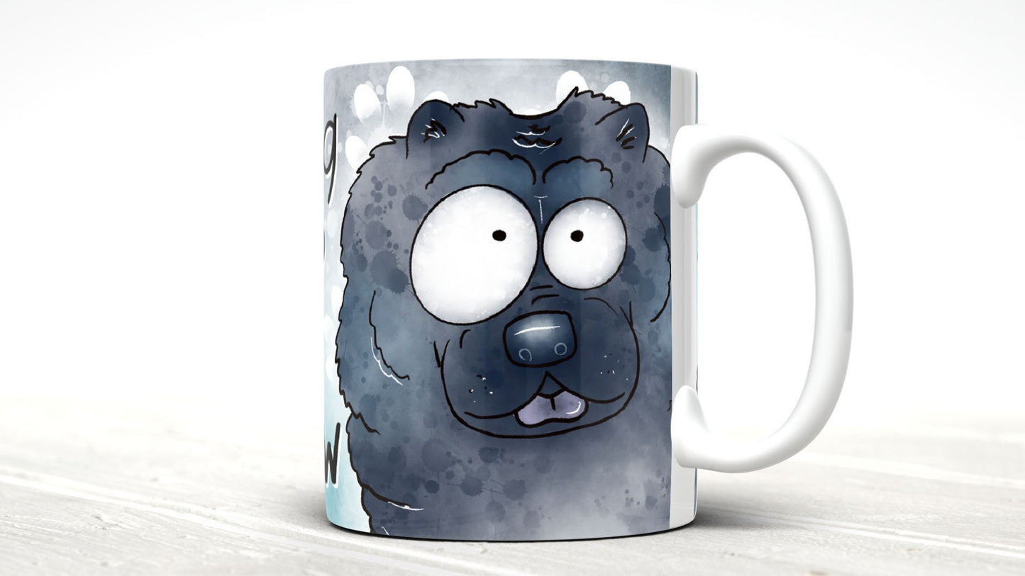 Morning coffee with my Black Chow cute cartoon doggy mug perfect gift for him her mum dad nan