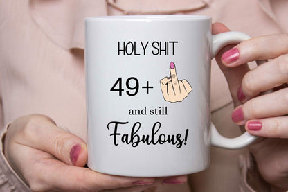 Birthday Mug I Am AGE + Middle Finger For Her Women Girl Rude Funny Mug