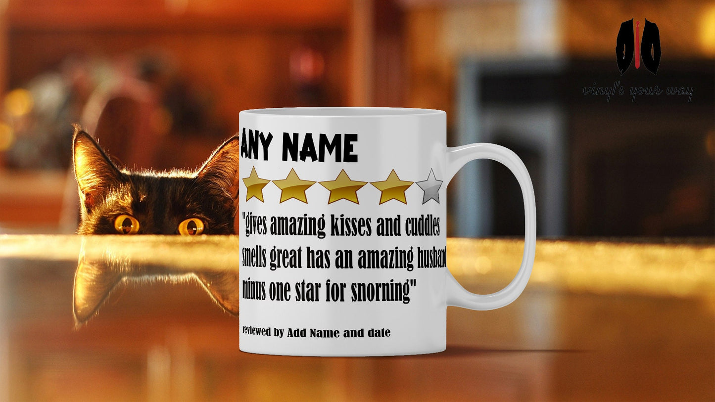Personalised  Review Mug, Custom  Rating Mug, Valentines Gift for Him, Christmas, Husband/ wife /girlfriend/boyfriend Anniversary Present,