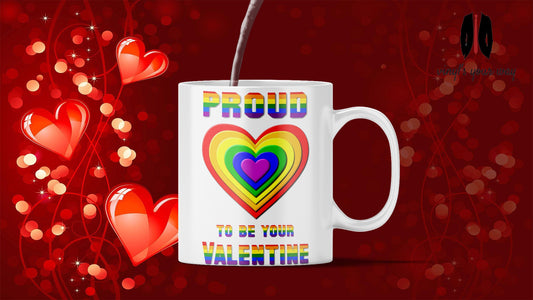 Pride Loves Valentines SAME SEX Gay Couple Personalised Mug Gift, Anniversary Gifts, Wedding, Rainbow Pride, Birthday Gifts, LGBT