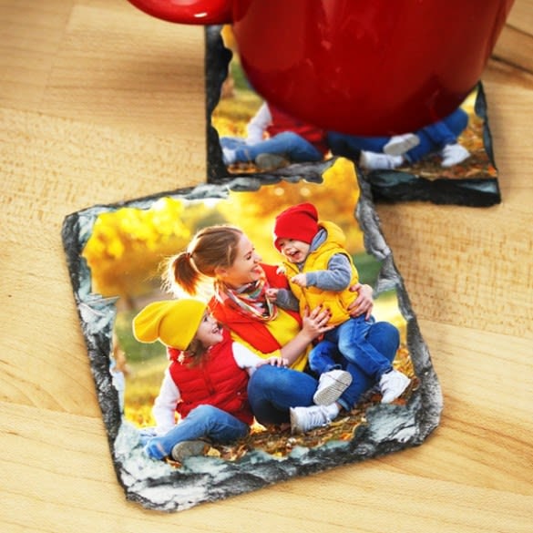 Personalised Drink Coasters up to a  Set of 4, Rock Slate, Custom Slate Photo Coaster Using Your Own Photos