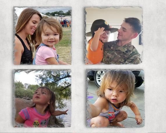 Personalised Drink Coasters up to a  Set of 4, Rock Slate, Custom Slate Photo Coaster Using Your Own Photos
