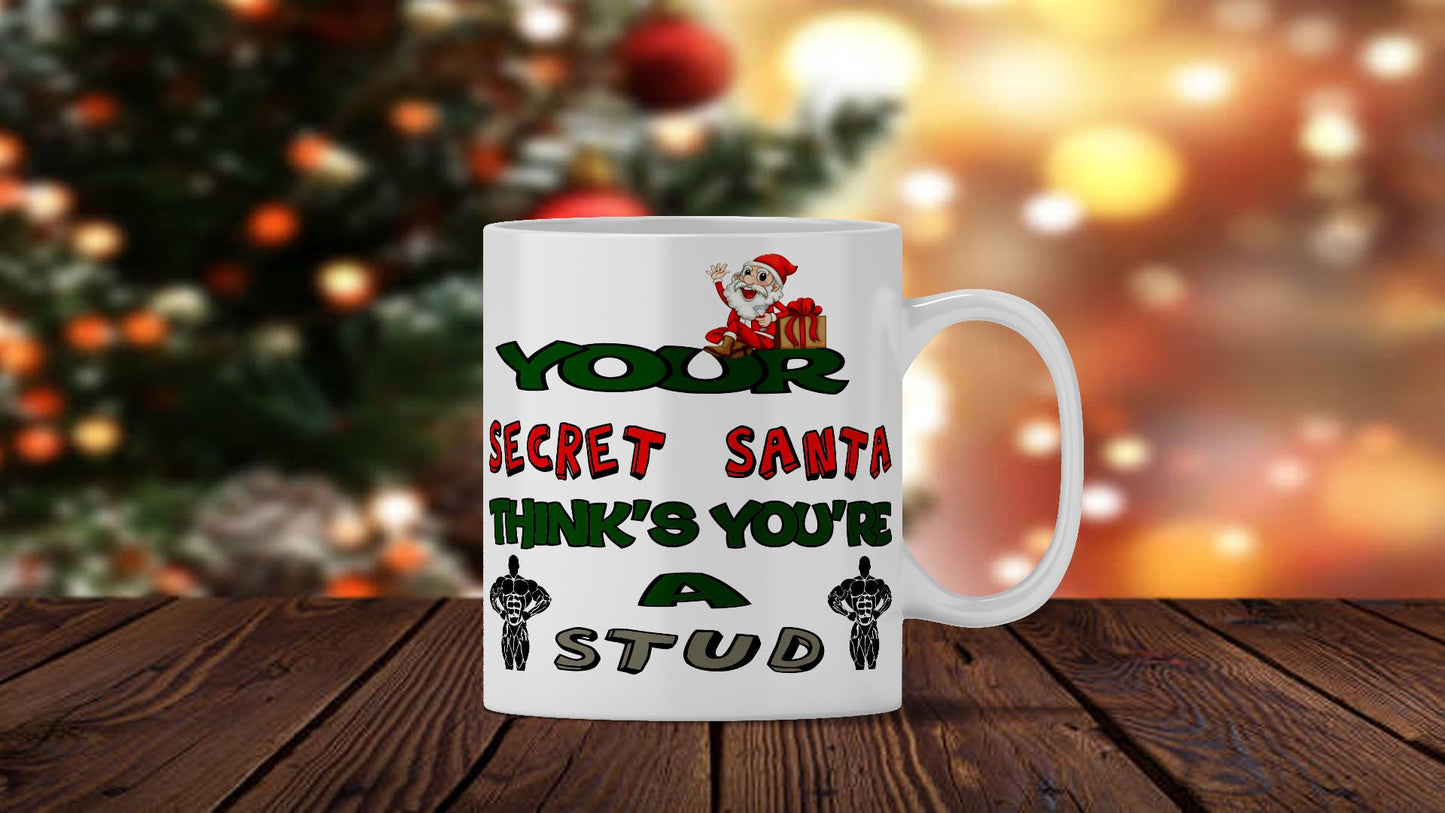 Funny Secret Santa Christmas Coffee Mug - Custom Name 11 fl Oz