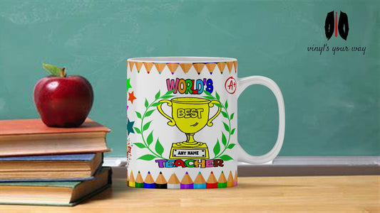 Teacher Mug - Worlds Best Personalised Cup Gift - Customise with Name
