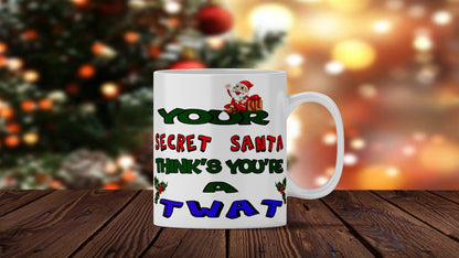 Funny Secret Santa Christmas Coffee Mug - Custom Name 11 fl Oz