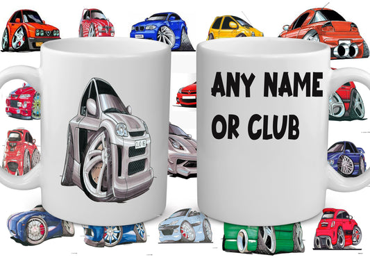 Custom Car Caricature Mug: Personalized Auto Cartoon Gift