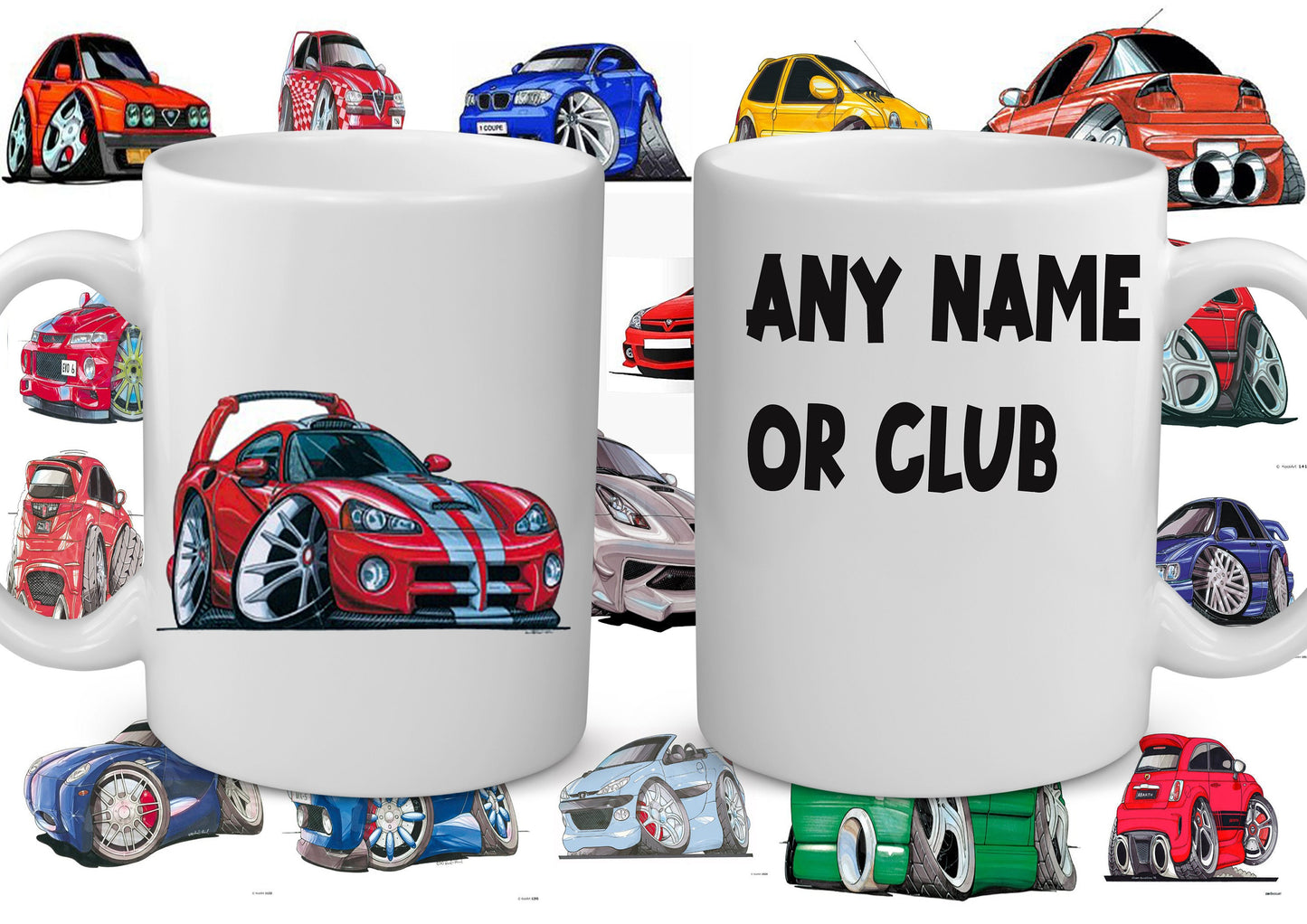 Custom Car Caricature Mug: Personalized Auto Cartoon Gift