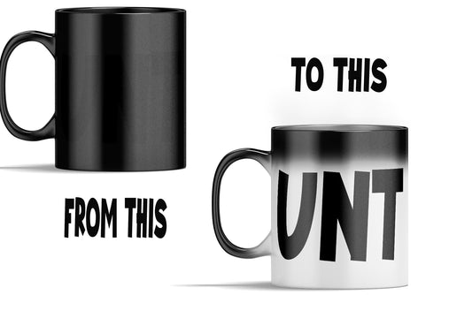 Rude Funny C handle Colour Change Black Heat Mugs - Novelty Office Joke Mug Gift