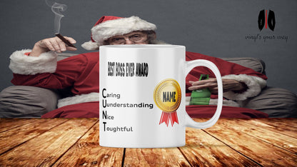 Secret Santa Boss Gift Mug add name to personalise manager boss supervisor  rude office fun work