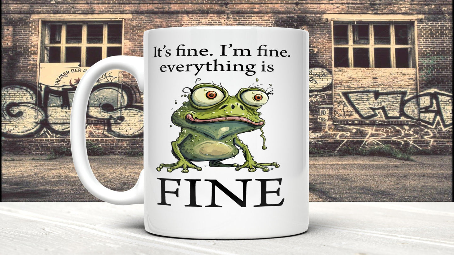 its fine im fine everything is fine 11 oz ugly frog mug great office gift gift for him or her