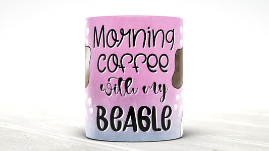 Morning coffee with my beagle cute cartoon doggy mug perfect gift for him her mum dad nan