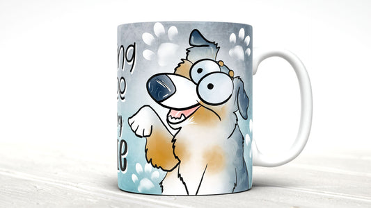 Morning coffee with my  Aussie  cute cartoon doggy mug perfect gift for him her mum dad nan