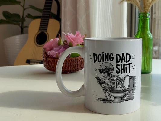 This 11oz ceramic mug proudly declares Dad doing shit !!! Mug Mug gift for her or him mum or dad maybe gran too ?