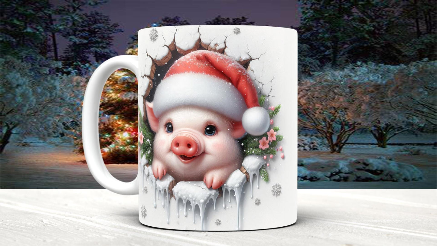 Piglet Christmas Mug: Festive Ceramic Coffee Cup