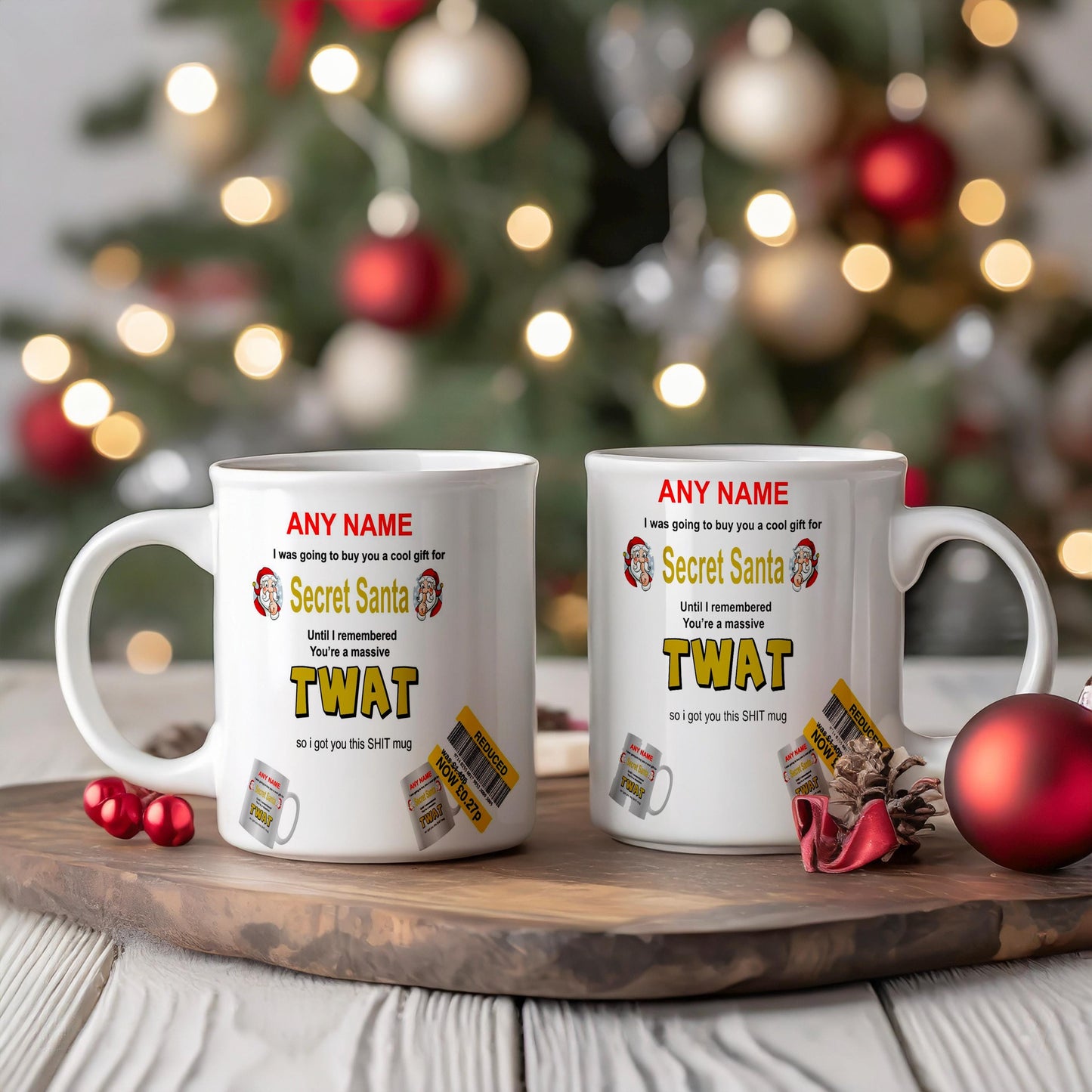 Secret Santa Surprise! This mug is filled with holiday cheer and a touch of mystery. Perfect for a festive gift exchange!
