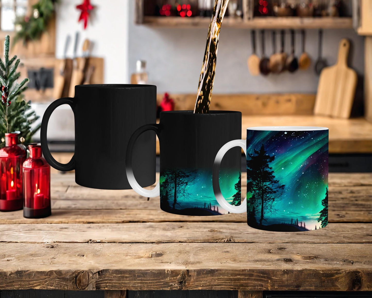 Aurora Borealis Magic Reveal Mug: Northern Lights Heat-Sensitive Ceramic Mug